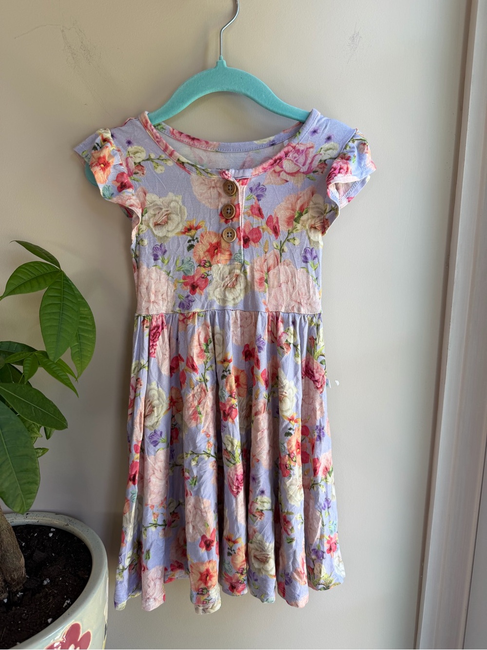Posh Peanut Lavender Floral Knit Dress with Multi-Color Blooms